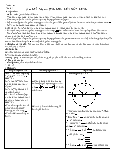 Giáo án Đại số 10 Tuần 34 Tiết 55 Giá trị lượng giác của một cung