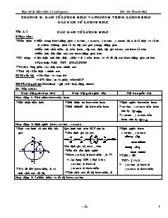 Giáo án Đại số 11 nâng cao Chương I Hàm số lượng giác và phương trình lượng giác các hàm số lượng giác