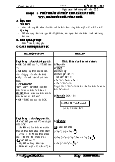 Giáo án Đại số 8 năm học 2011 - 2012