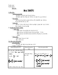 Giáo án Đại số 8 Tiết 56 Đa Thức