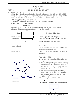 Giáo án Hình 8 năm học 2008 – 2009 Tiết 27 Diện tích hình chữ nhật