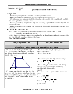 Giáo án hình 8 năm học 2008 – 2009 tiết 33 Bài 4 Diện tích hình thang
