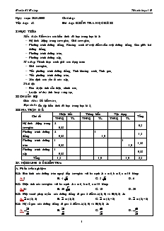 Giáo án Hình học 10 cơ bản năm học 2007- 2008 Tiết 42 Kiểm tra học kì II