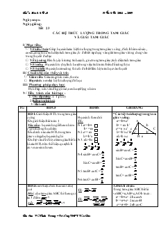 Giáo án Hình học 10 cơ bản năm học 2008- 2009 Tiết 23 Các hệ thức lượng trong tam giác và giải tam giác