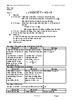 Giáo án Hình học 10 cơ bản Trường THPT Thiên Hộ Dương tiết 11 Hàm số y = ax + b