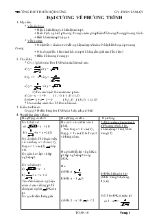 Giáo án Hình học 10 cơ bản Trường THPT Thiên Hộ Dương tiết 19 Đại cương về phương trình