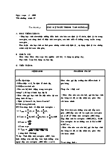 Giáo án Hình học 10 năm học 2001- 2002 Tiết 27 Các hệ thức trong tam giác(tiếp)