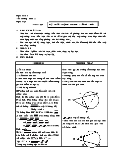 Giáo án Hình học 10 năm học 2001- 2002 Tiết 35 Hệ thức lượng trong đường tròn