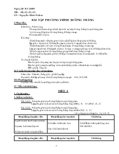 Giáo án Hình học 10 năm học 2008- 2009 Tiết 41 Bài tập phương trình đường thẳng