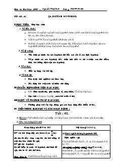 Giáo án Hình học 10 nâng cao Tiết 40, 41 Đường Hypebol