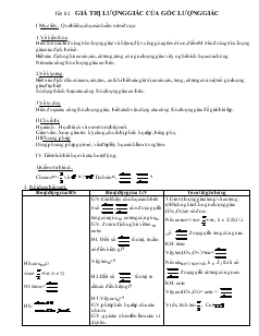 Giáo án Hình học 10 Tiết 82 Giá trị lượng giác của góc lượng giác