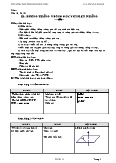 Giáo án Hình học 11 Trường THPT Thiên Hộ Dương tiết 31, 32 Đường thẳng vuông góc với mặt phẳng