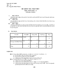 Giáo án Hình học 12 năm học 2008- 2009 Tiết 12 Kiểm tra một tiết