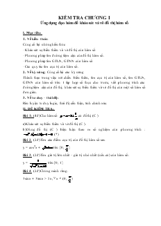 Giáo án Hình học 12 nâng cao năm học 2008- 2009 Kiểm tra chương I ứng dụng đạo hàm để khảo sát và vẽ đồ thị hàm số