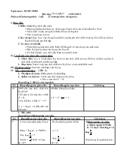 Giáo án Hình học 12 nâng cao năm học 2008- 2009 Logarit