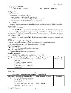 Giáo án Hình học 12 nâng cao năm học 2008- 2009 Tiết Cực trị của hàm số