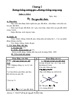 Giáo án Hình học 7 tuần 1, 2 trường THCS TT BỐ Hạ
