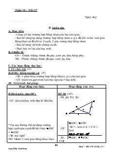 Giáo án Hình học 7 tuần 14, 15 trường THCS TT BỐ Hạ