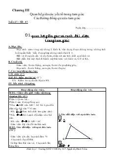 Giáo án Hình học 7 tuần 26, 27 trường THCS TT BỐ Hạ