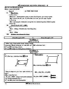 Giáo án Hình học 8 năm học 2007- 2008 Tiết 12 Hình bình hành