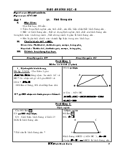 Giáo án Hình học 8 năm học 2007- 2008 Tiết 3 Hình thang cân