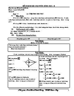 Giáo án Hình học 8 năm học 2007- 2008 Tiết 33 Diện tích hình thoi