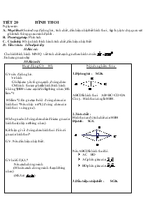 Giáo án Hình học 8 năm học 2008- 2009 Tiết 20 Hình Thoi