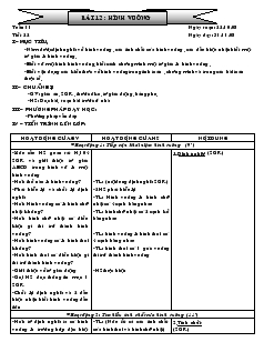 Giáo án Hình học 8 năm học 2008- 2009 Tiết 22 Bài 12 Hình Vuông