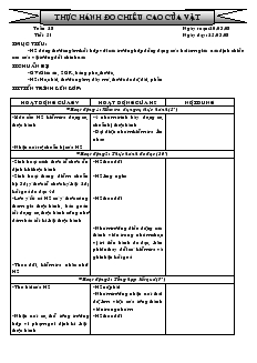 Giáo án Hình học 8 năm học 2008- 2009 Tiết 51 Thực hành đo chiều cao của vật