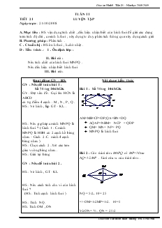Giáo án Hình học 8 năm học 2008- 2009 Tuần 11 Tiết 21 Luyện Tập