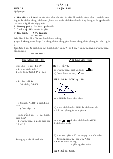 Giáo án Hình học 8 năm học 2008- 2009 Tuần 12 Tiết 23 Luyện Tập