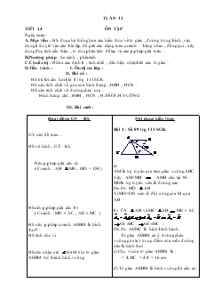 Giáo án Hình học 8 năm học 2008- 2009 Tuần 12 Tiết 24 Ôn Tập