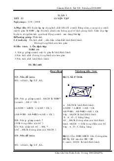 Giáo án Hình học 8 năm học 2008- 2009 Tuần 7 Tiết 13 Luyện Tập