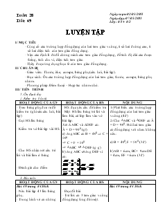 Giáo án Hình học 8 năm học 2010 – 2011 Tuần 28 Tiết 49 Luyện Tập