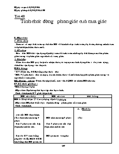 Giáo án Hình học 8 năm học 2011- 2012 Tiết 40 Tính chất đường phân giác cuả tam giác