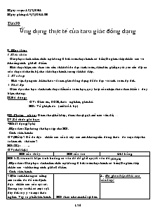 Giáo án Hình học 8 năm học 2011- 2012 Tiết 50 Ứng dụng thực tế của tam giác đồng dạng