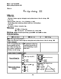 Giáo án Hình học 8 năm học 2011- 2012 Tiết 53 Ôn tập chương III