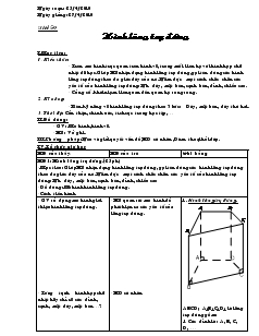 Giáo án Hình học 8 năm học 2011- 2012 Tiết 59 Hình lăng trụ đứng