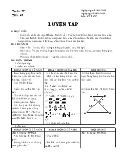 Giáo án Hình học 8 năm học 2011 – 2012 Tuần 27 Tiết 47 Luyện Tập