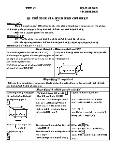 Giáo án Hình học 8 Thể tích của hình hộp chữ nhật