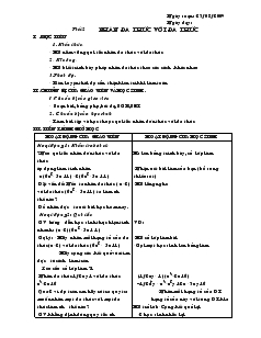 Giáo án Hình học 8 Tiết 2 Nhân đa thức với đa thức