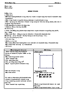 Giáo án Hình học 8 Tiết 22 Hình Vuông