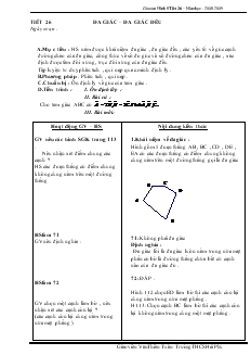 Giáo án Hình học 8 Tiết 26 Đa giác – đa giác đều