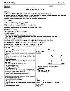 Giáo án Hình học 8 Tiết 3 Hình thang cân