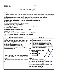 Giáo án Hình học 8 Tiết 30 Ôn tập học kì I ( tiết 2)