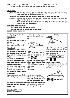 Giáo án Hình học 8 tiết 40 Tính chất đường phân giác của tam giác