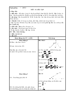 Giáo án Hình học 8 Tiết 41 Bài Tập
