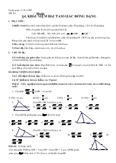 Giáo án Hình học 8 Tiết 42 Khái niệm hai tam giác đồng dạng