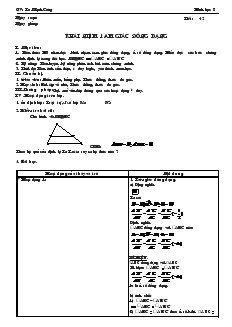 Giáo án Hình học 8 Tiết 42 Khái niệm tam giác đồng dạng
