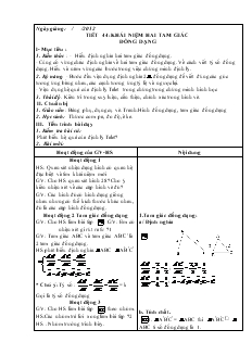 Giáo án Hình học 8 Tiết 44 Khái niệm hai tam giác đồng dạng